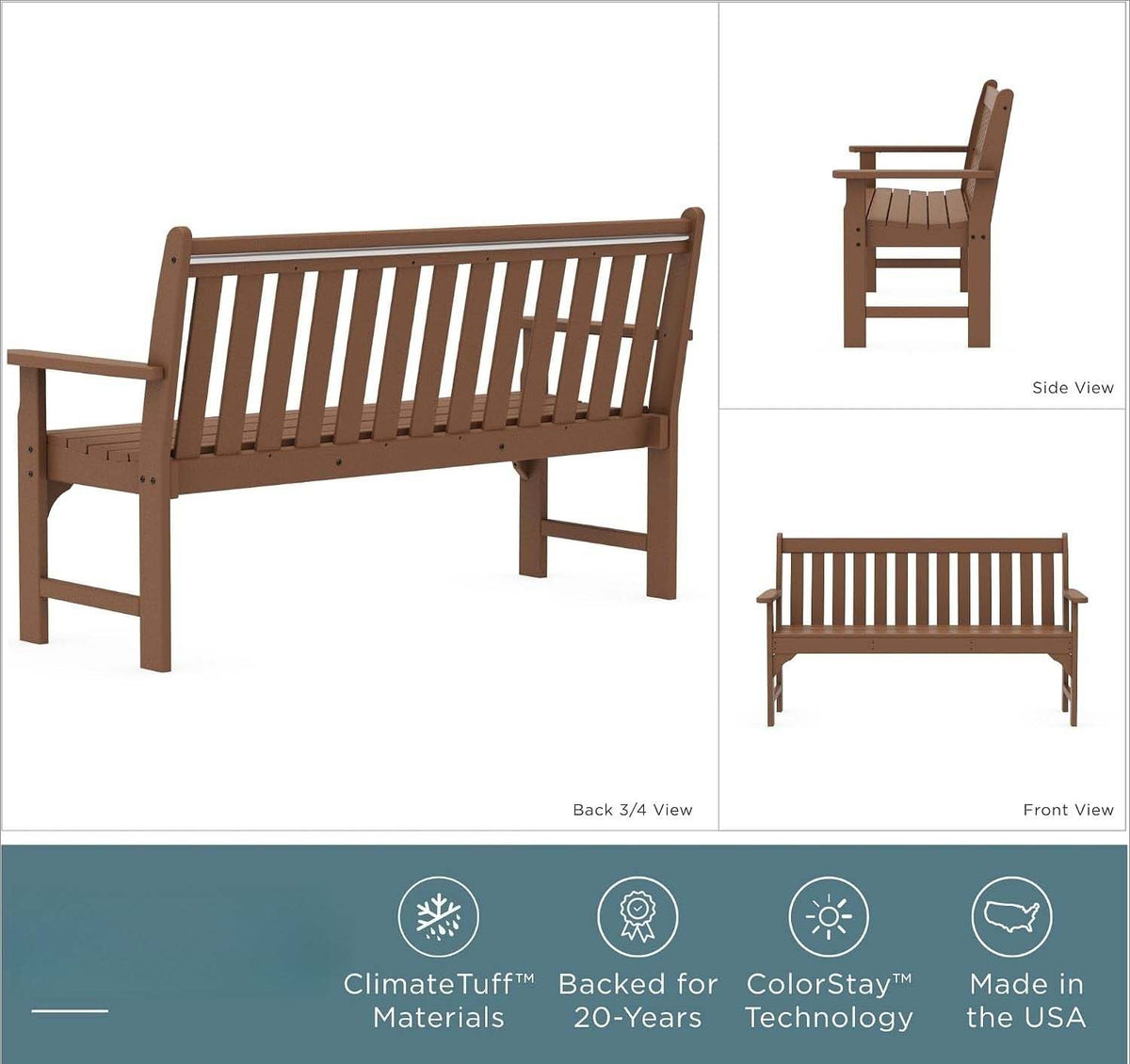 60" Teak Vineyard Bench