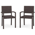 Set of 2 Brown Stackable Patio Armchairs