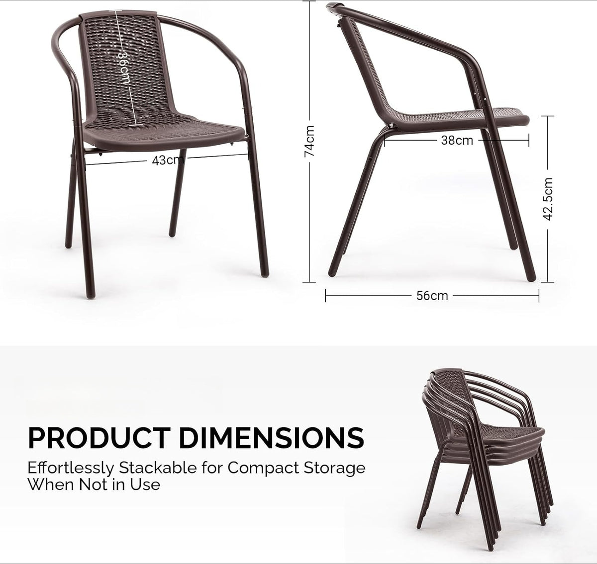 Set of 4 PE Rattan Dining Chairs