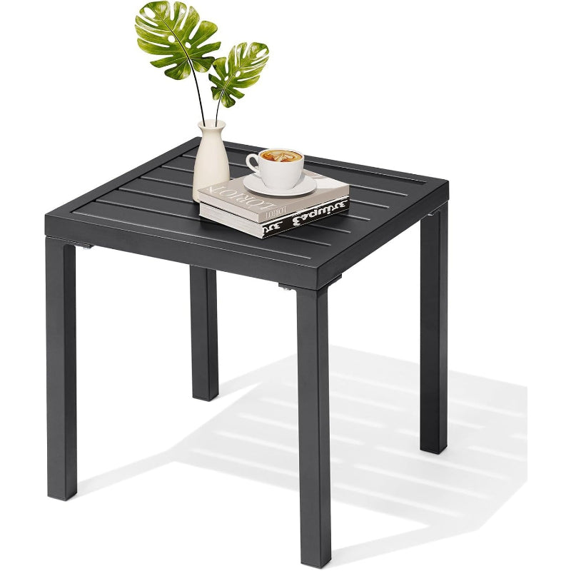 Black Metal Square Patio Side Table