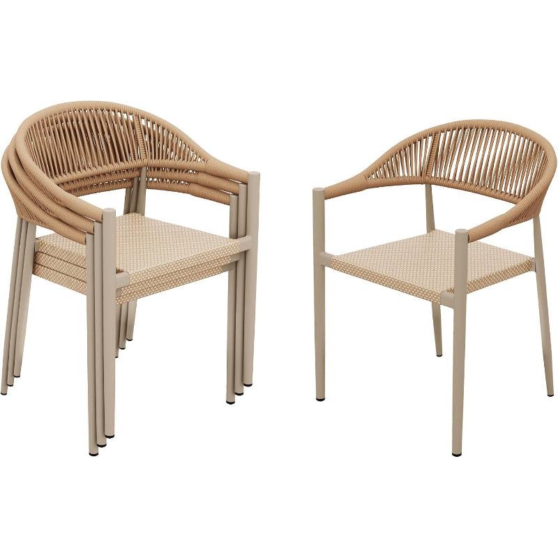 4Pcs Stackable Rattan Patio Armchairs