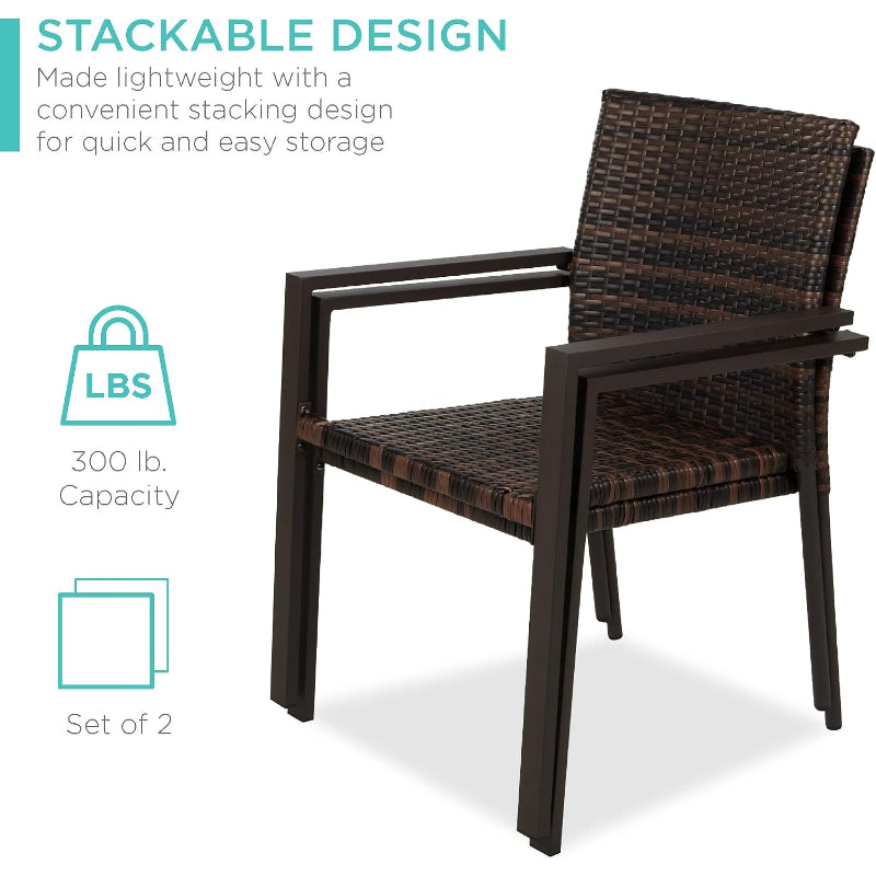 Stackable Wicker Patio Dining Chairs
