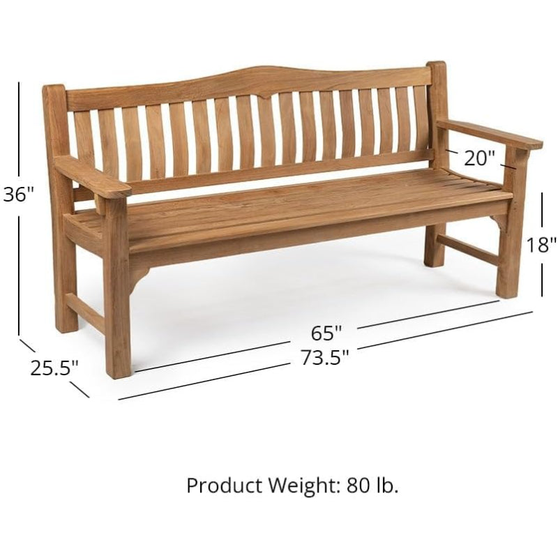 Teak 73" Patio Bench