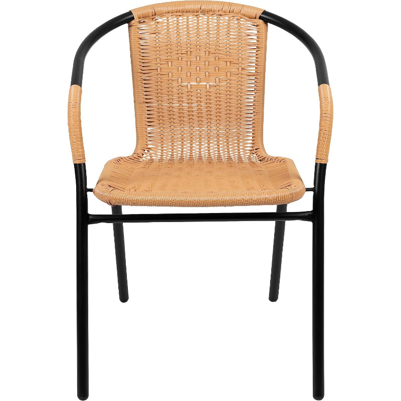 Set of 2 Beige Rattan Stack Chair