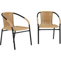 Set of 2 Beige Rattan Stack Chair