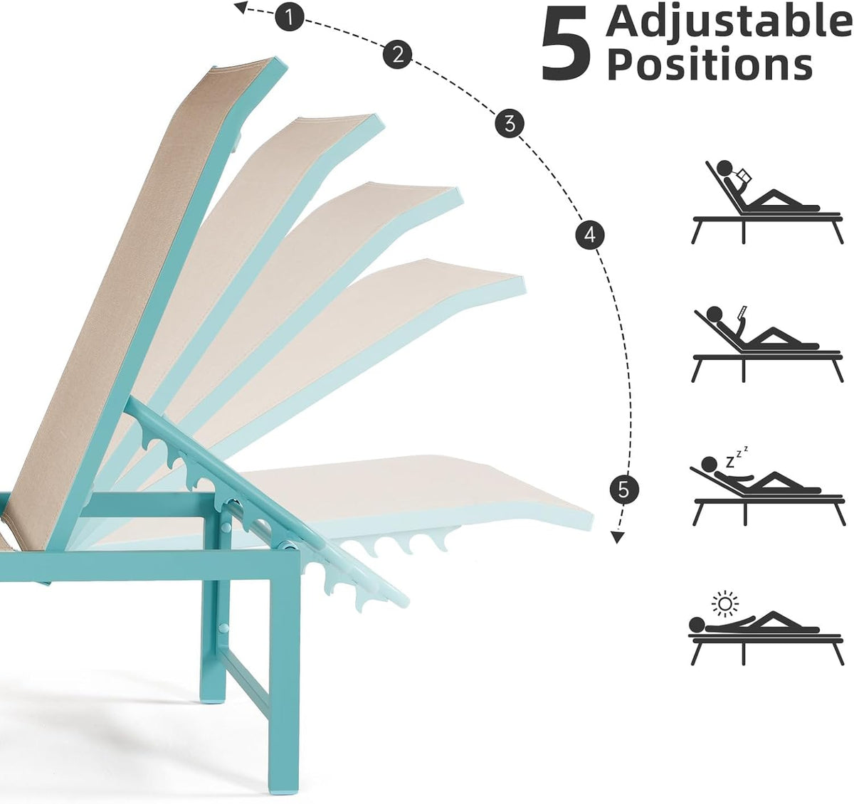 Blue Adjustable Patio Lounge Chair