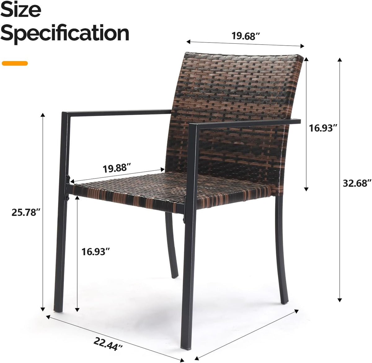 Set of 4 Brown Stackable Wicker Patio Chairs