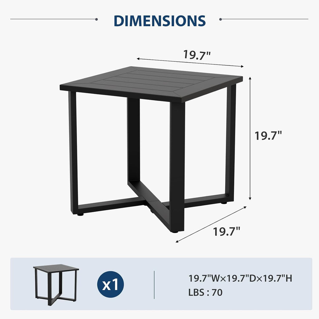Black Square Patio Side Table