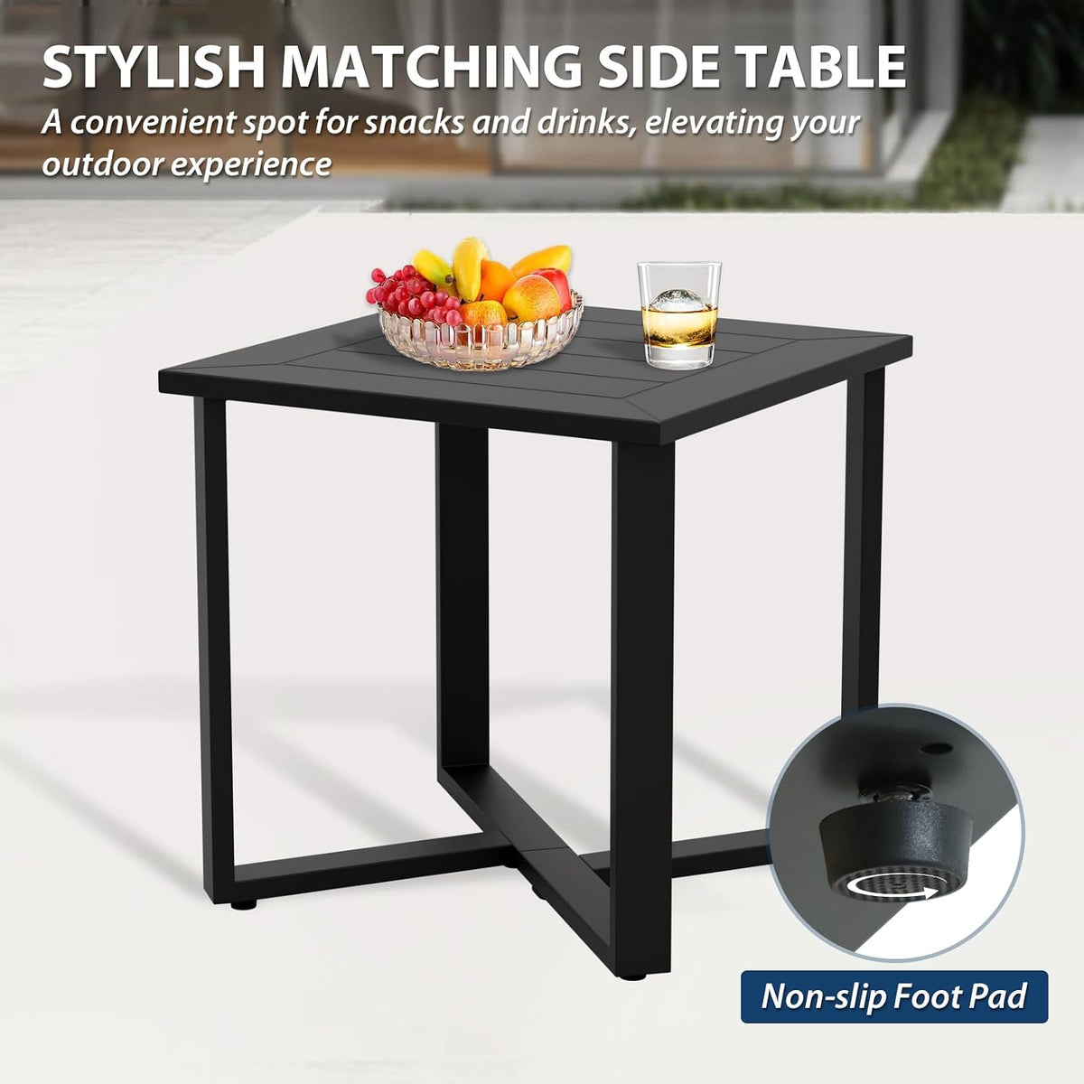 Black Square Patio Side Table