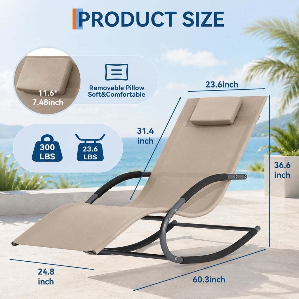 Brown Outdoor Rocking Lounge Chair
