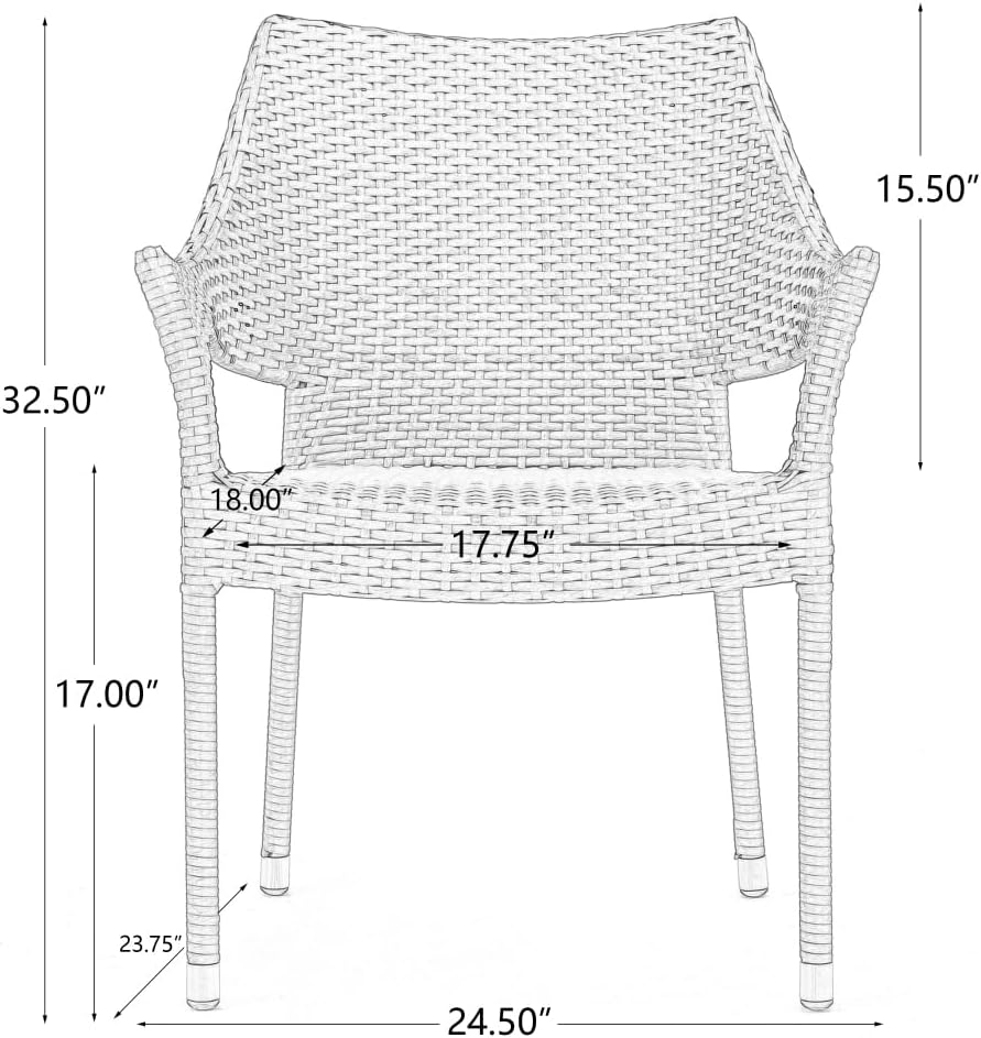 Grey PE Rattan Armchairs Set of 4