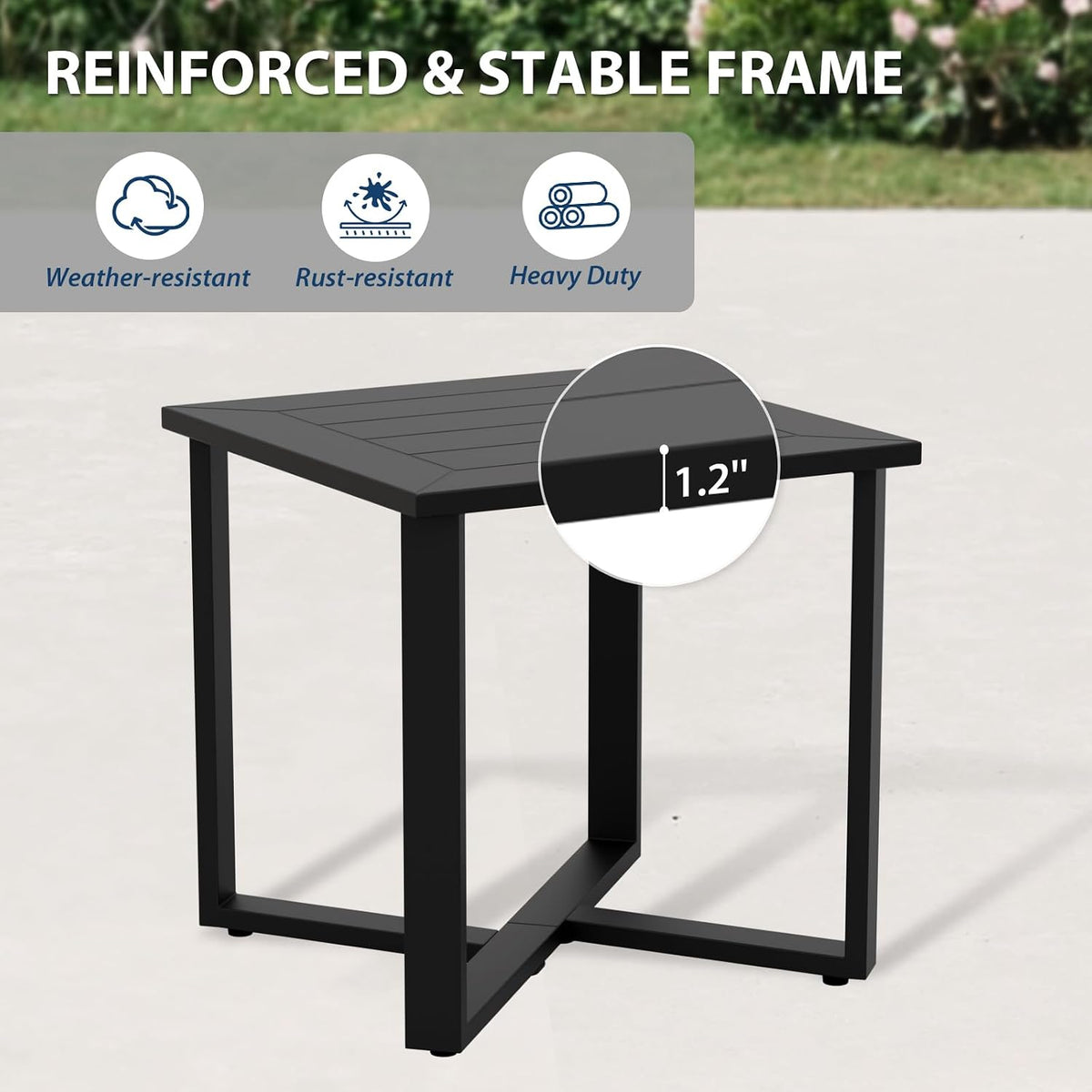 Black Square Patio Side Table