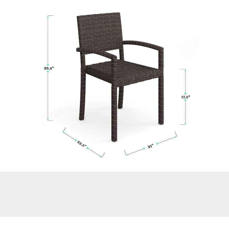 Set of 2 Brown Stackable Patio Armchairs