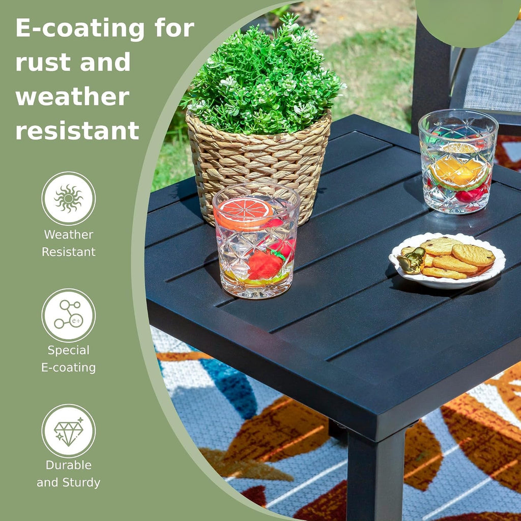 Black Metal Square Outdoor Side Table