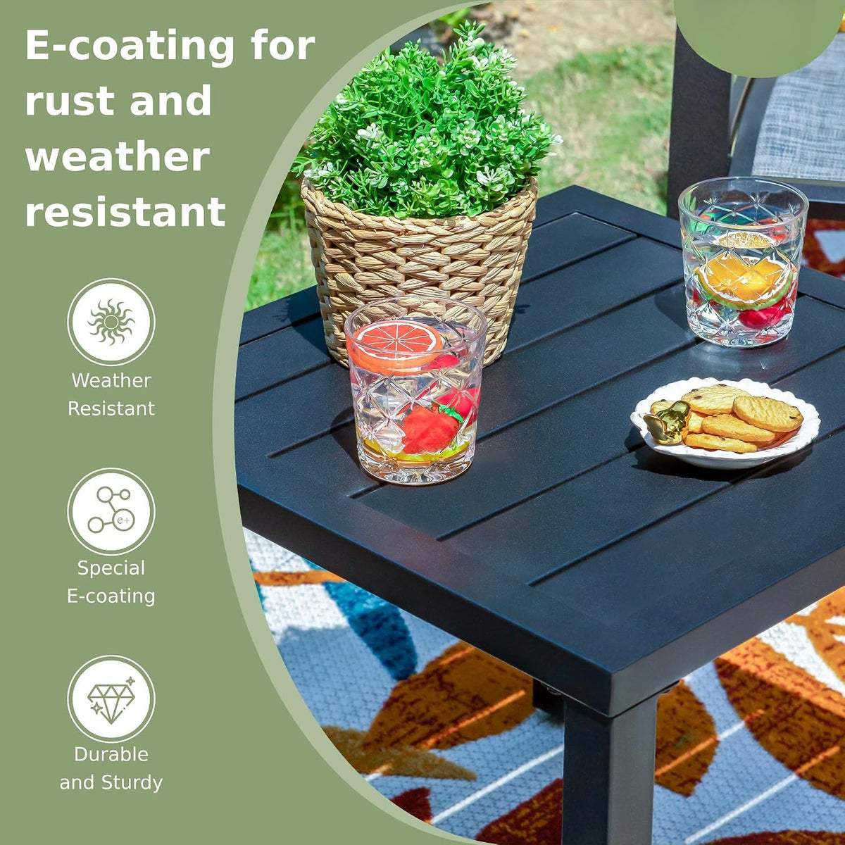 Black Metal Square Outdoor Side Table