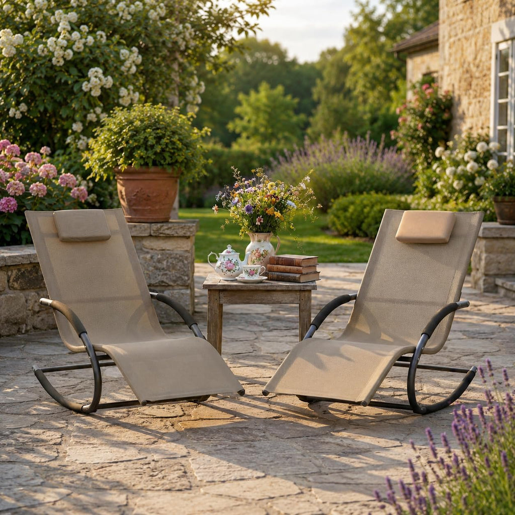 Brown Outdoor Rocking Lounge Chair