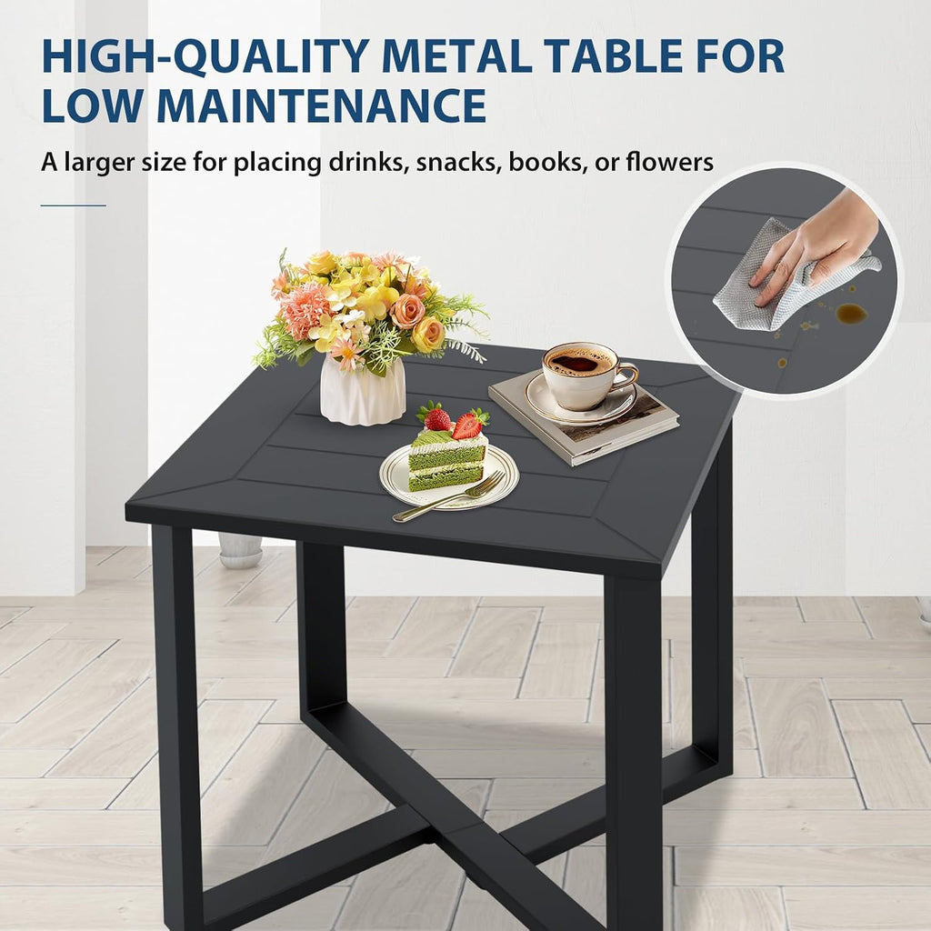 Black Steel Patio Side Table