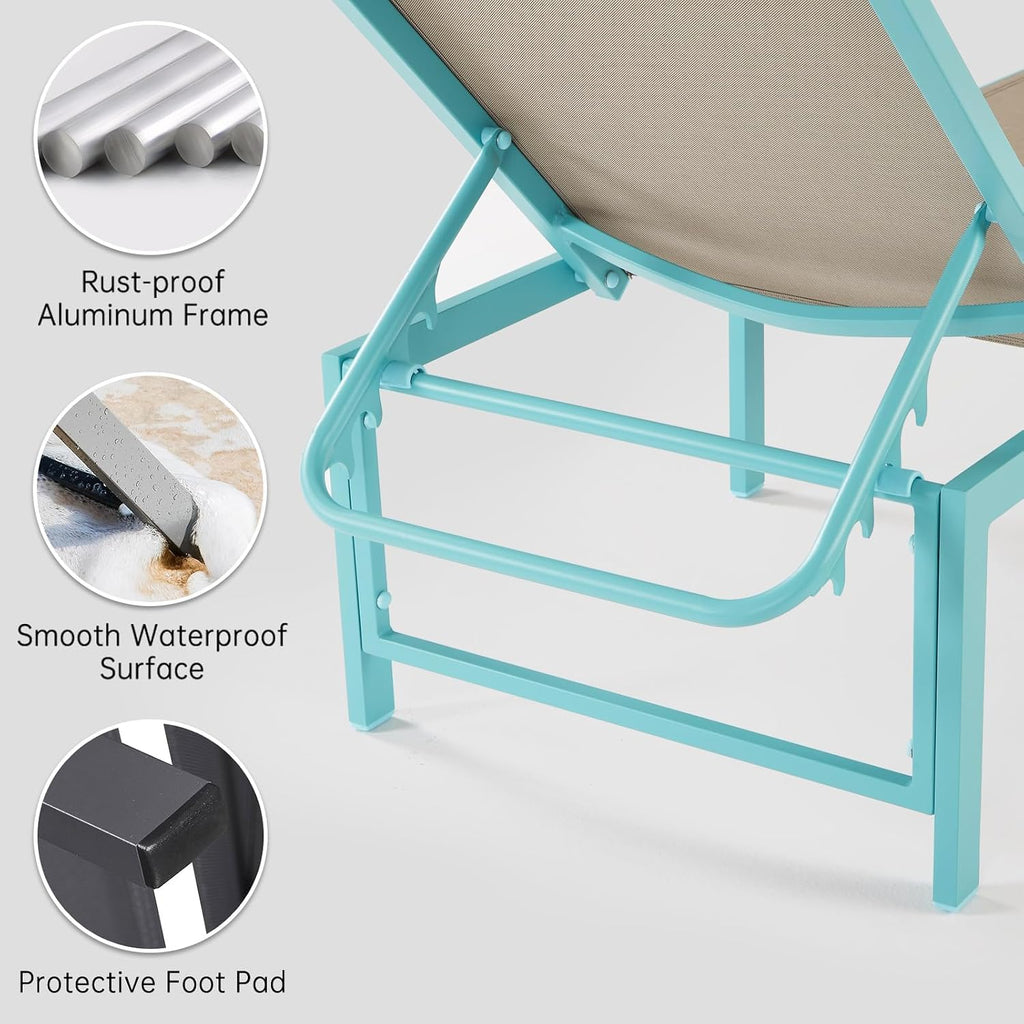 Blue Adjustable Patio Lounge Chair