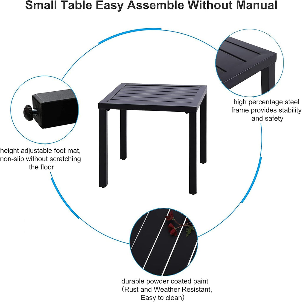 Black Metal Square Side Table