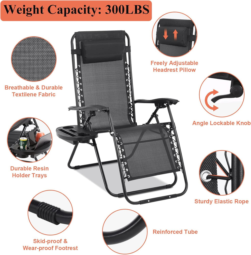 Zero Gravity Black Folding Lounge Chair