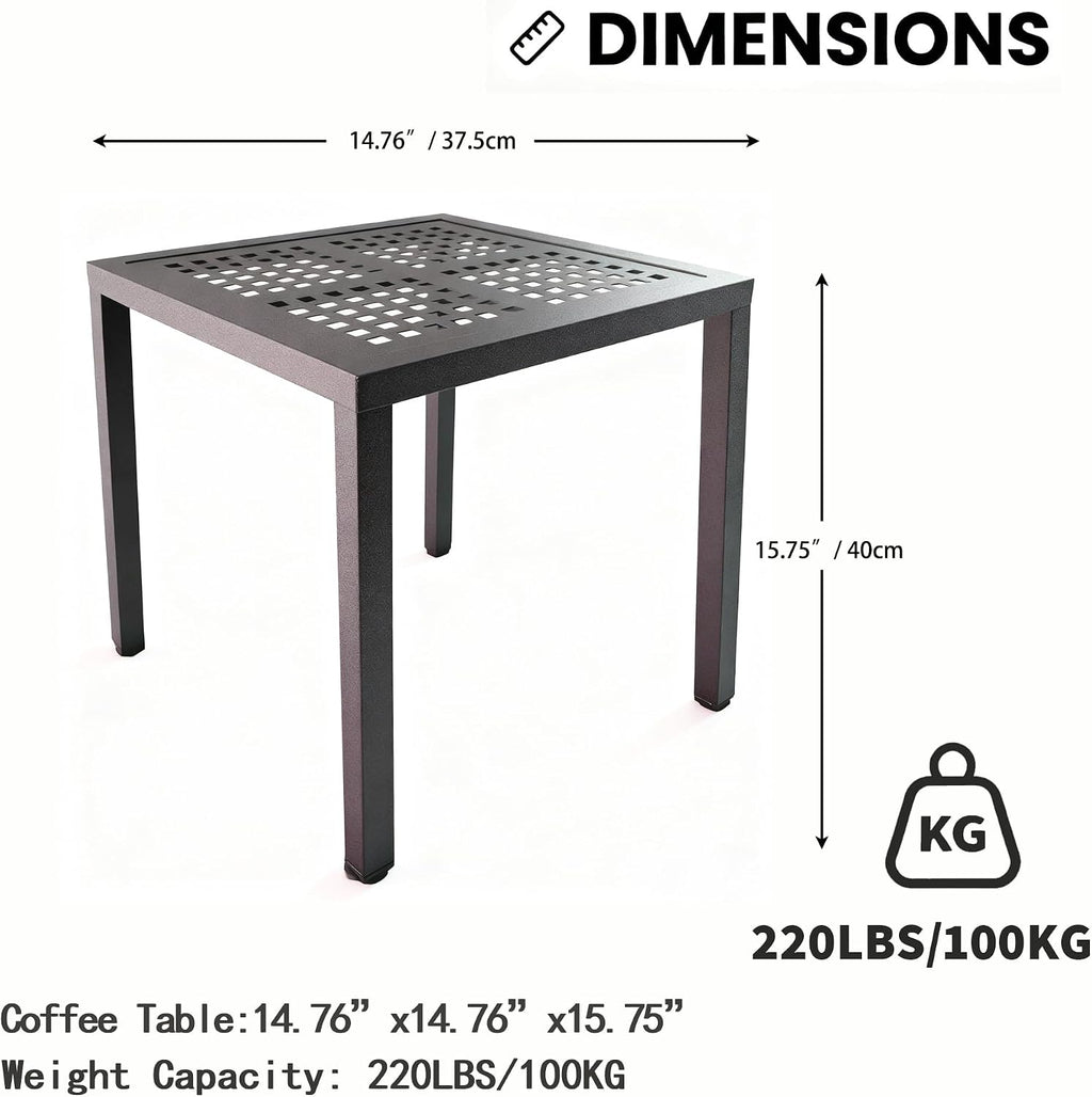 Square Aluminum Rustproof Patio Side Table