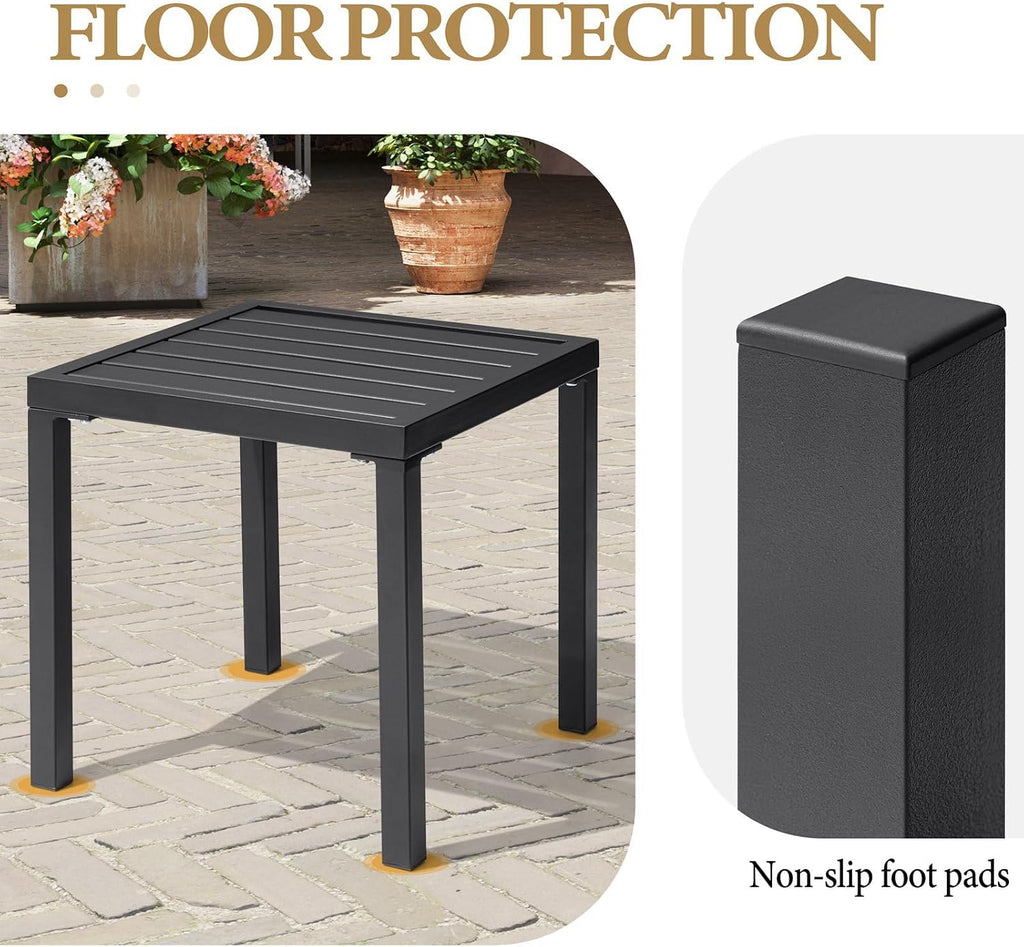 Black Metal Square Patio Side Table