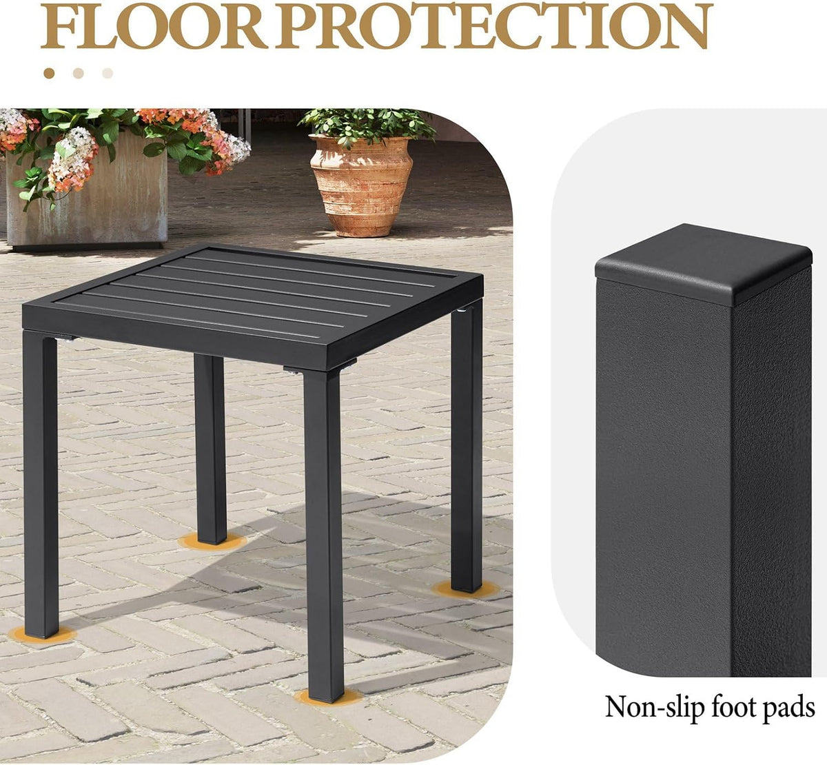 Black Metal Square Patio Side Table