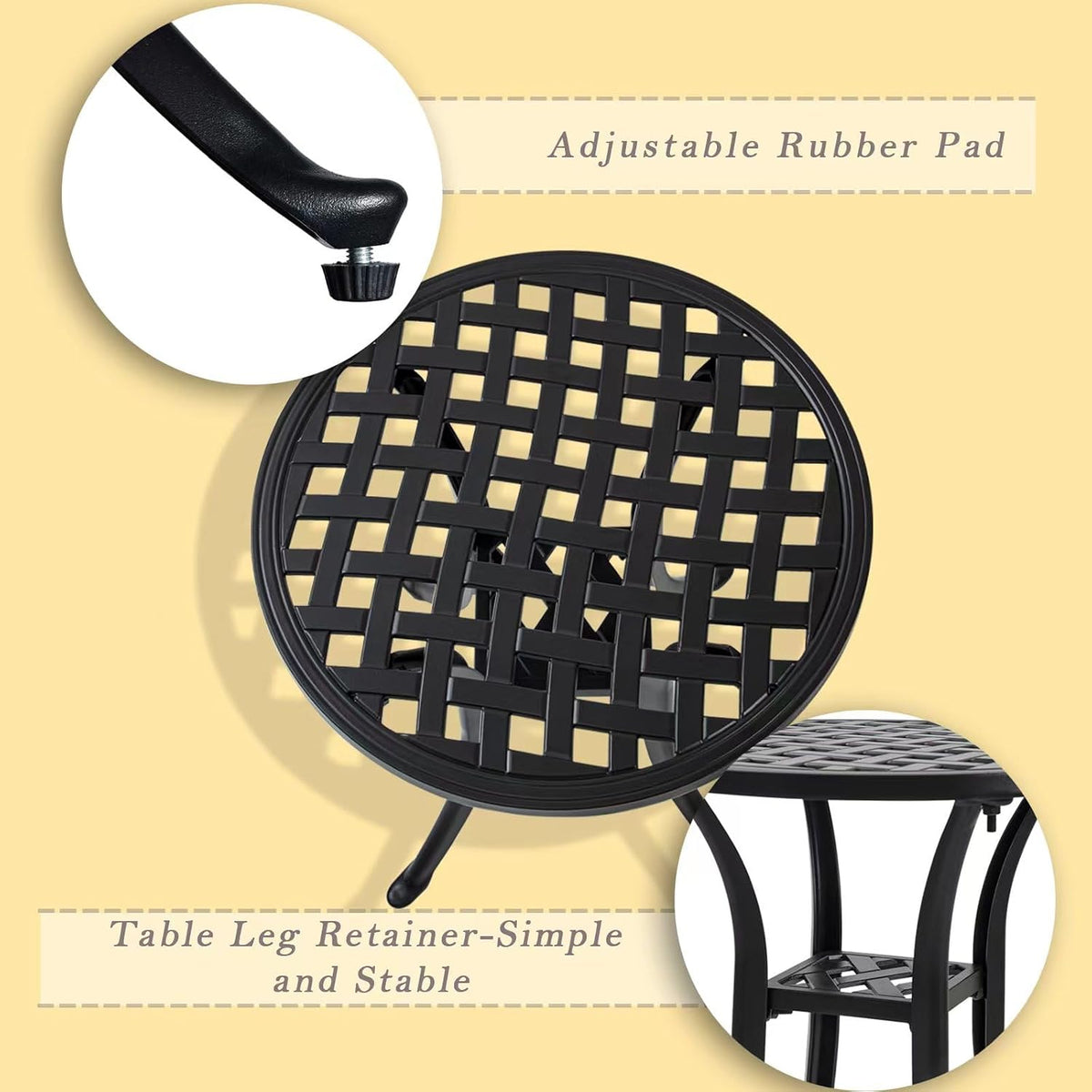 Black Cast Aluminum Patio Side Table