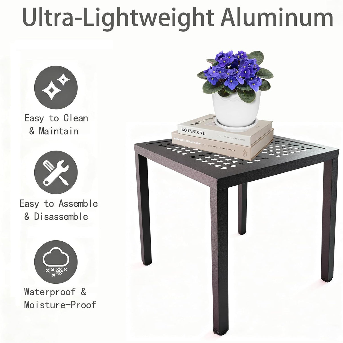 Square Aluminum Rustproof Patio Side Table