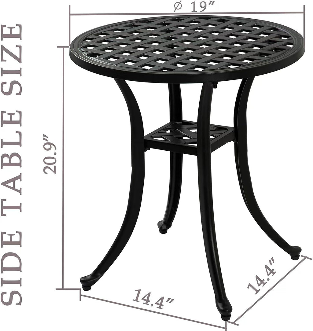 Black Cast Aluminum Patio Side Table