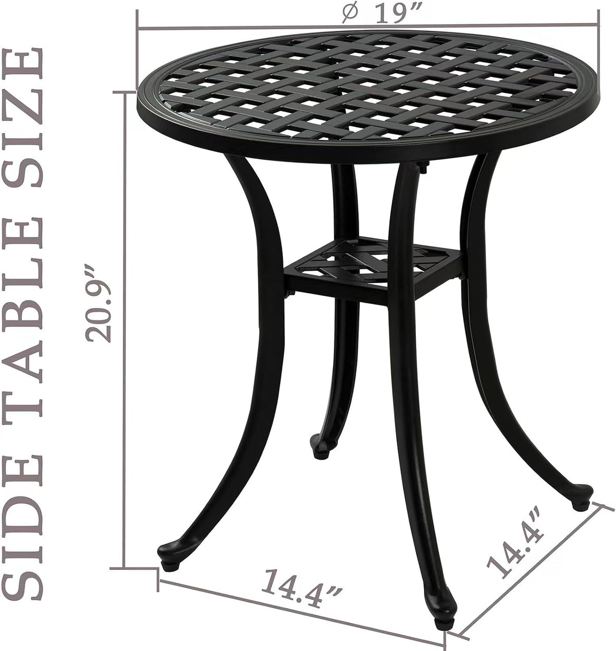 Black Cast Aluminum Patio Side Table