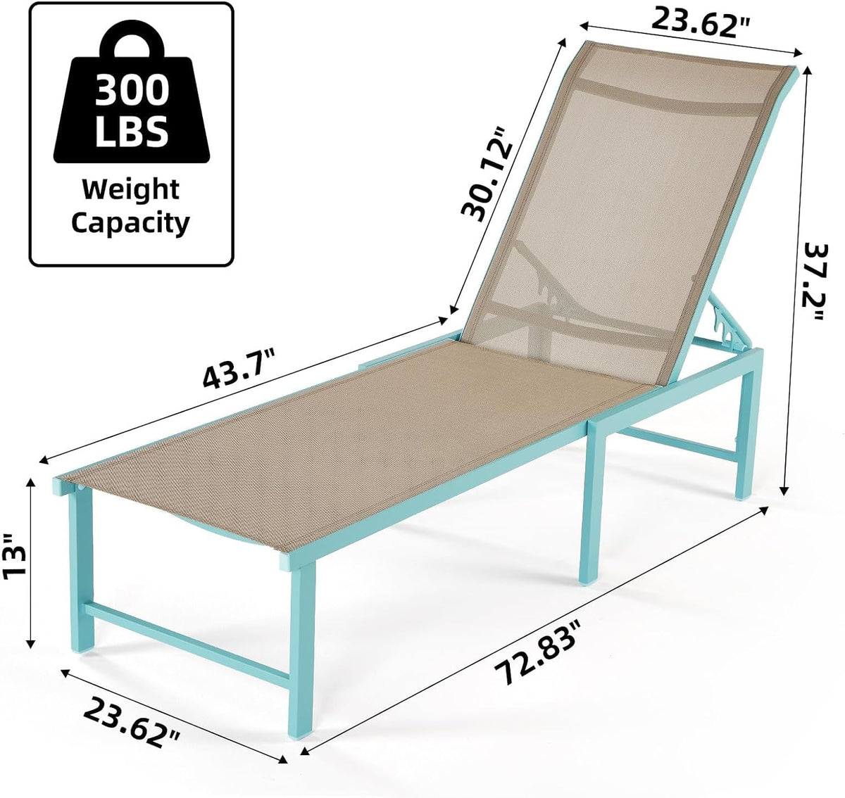 Blue Adjustable Patio Lounge Chair