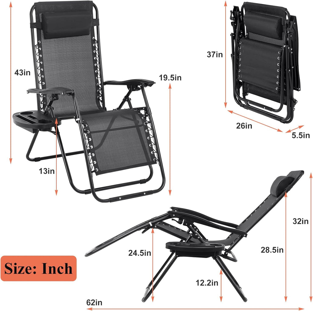 Zero Gravity Black Folding Lounge Chair