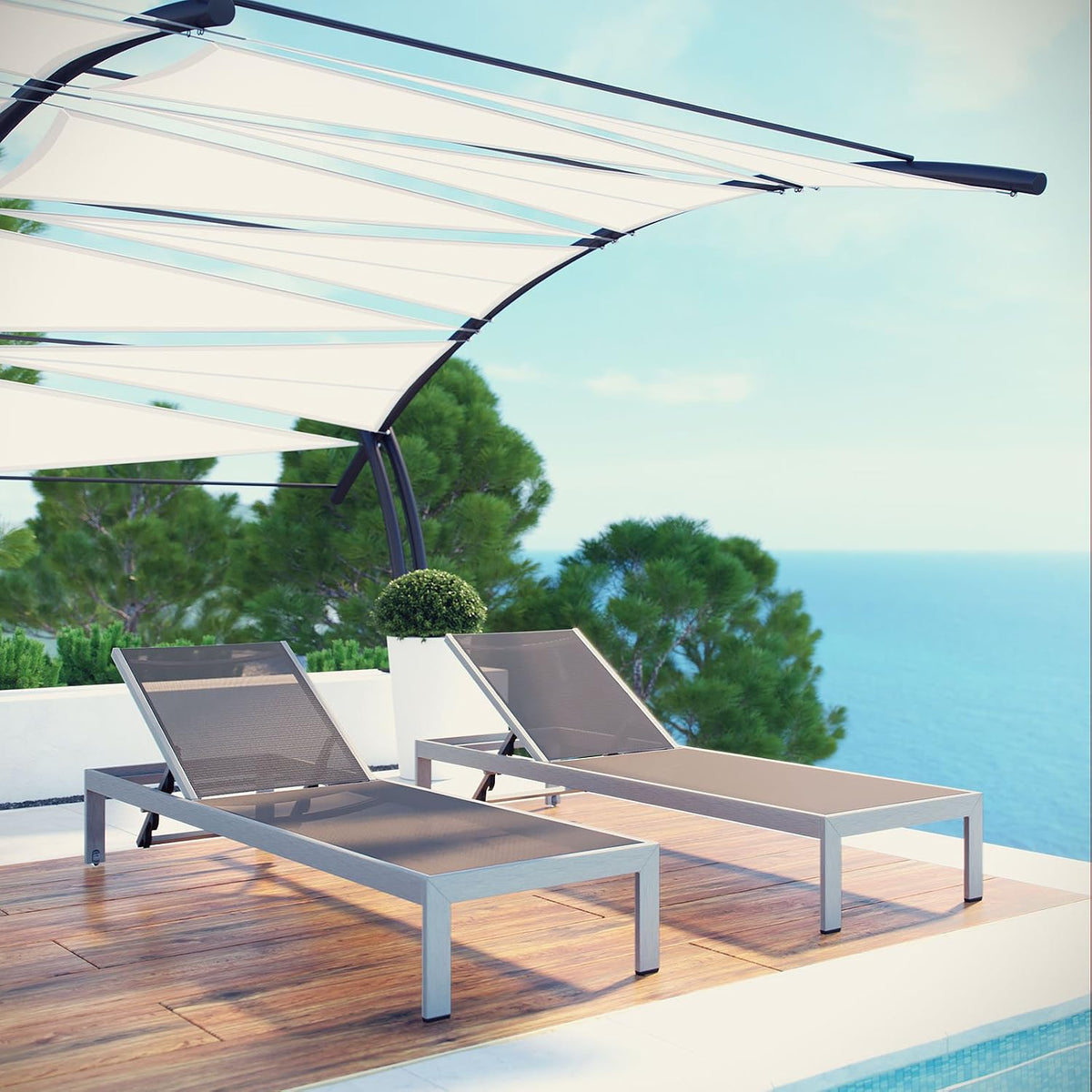 Silver Gray Chaise Lounge