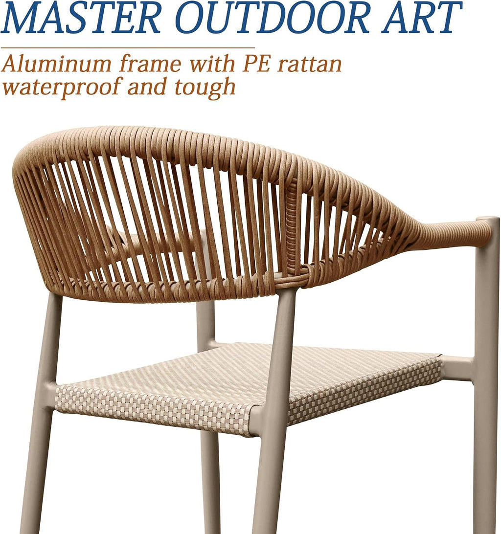 4Pcs Stackable Rattan Patio Armchairs