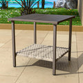 2-Tier Wood Grain Patio Side Table