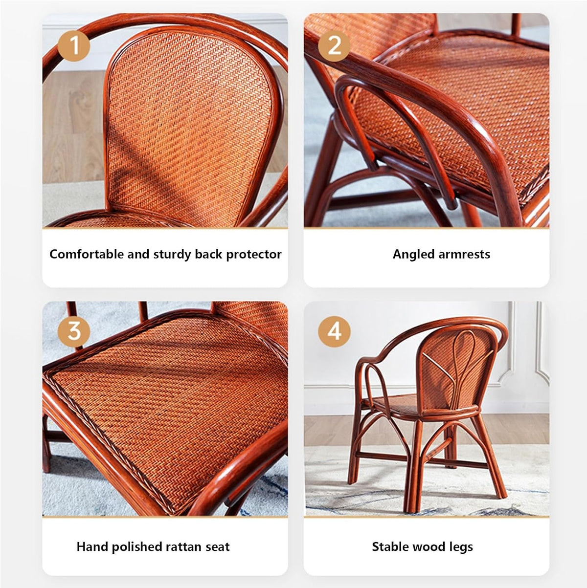 Natural Rattan Stackable Bistro Armchair