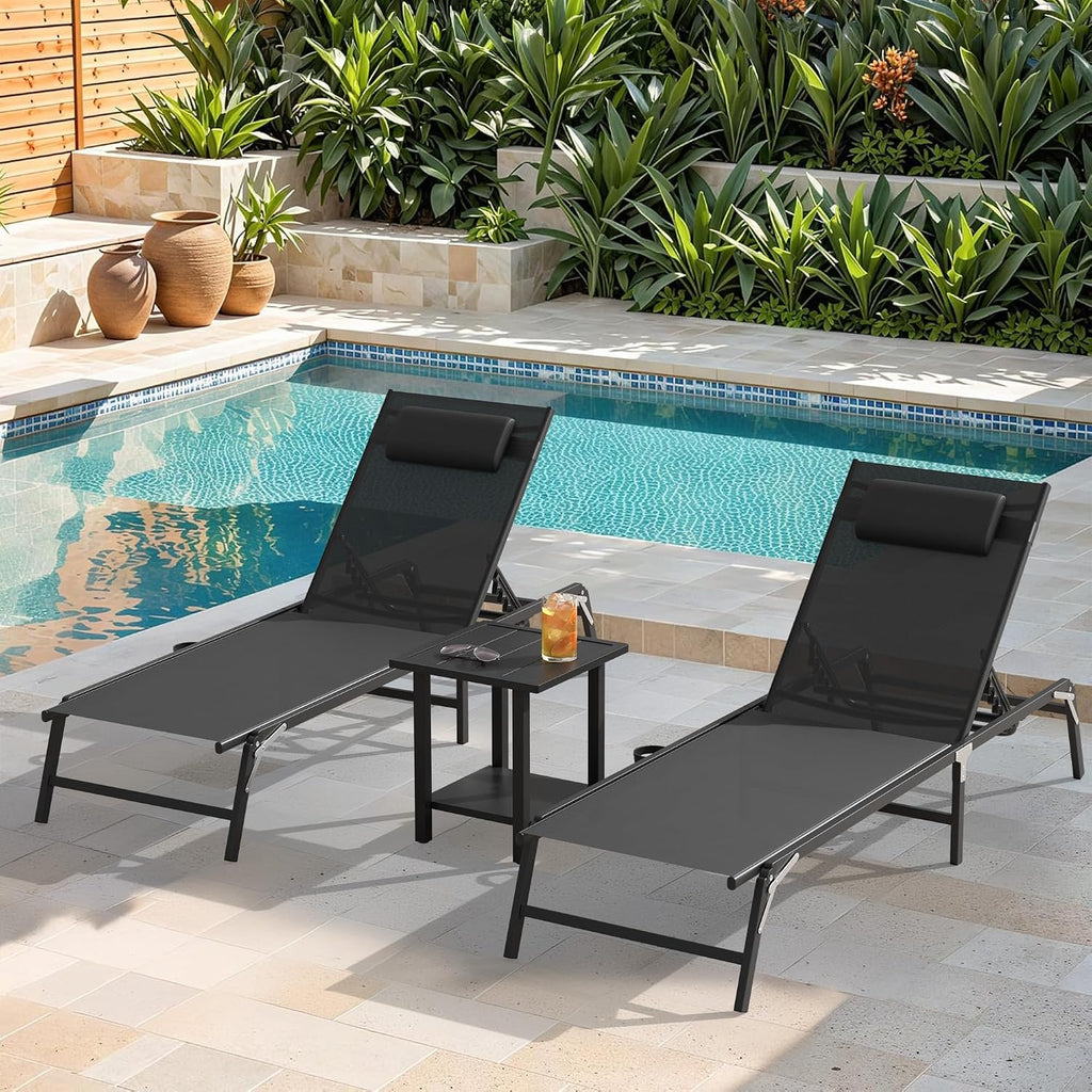 Large Square Black Metal Patio Side Table