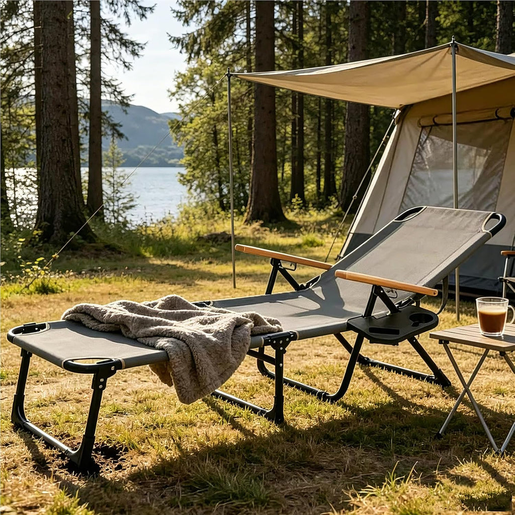Folding Grey Beach Lounge Chair