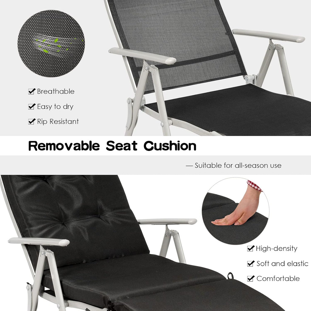 Black Folding Chaise Lounge Chair