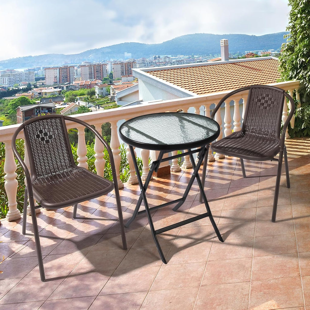 Set of 4 PE Rattan Dining Chairs