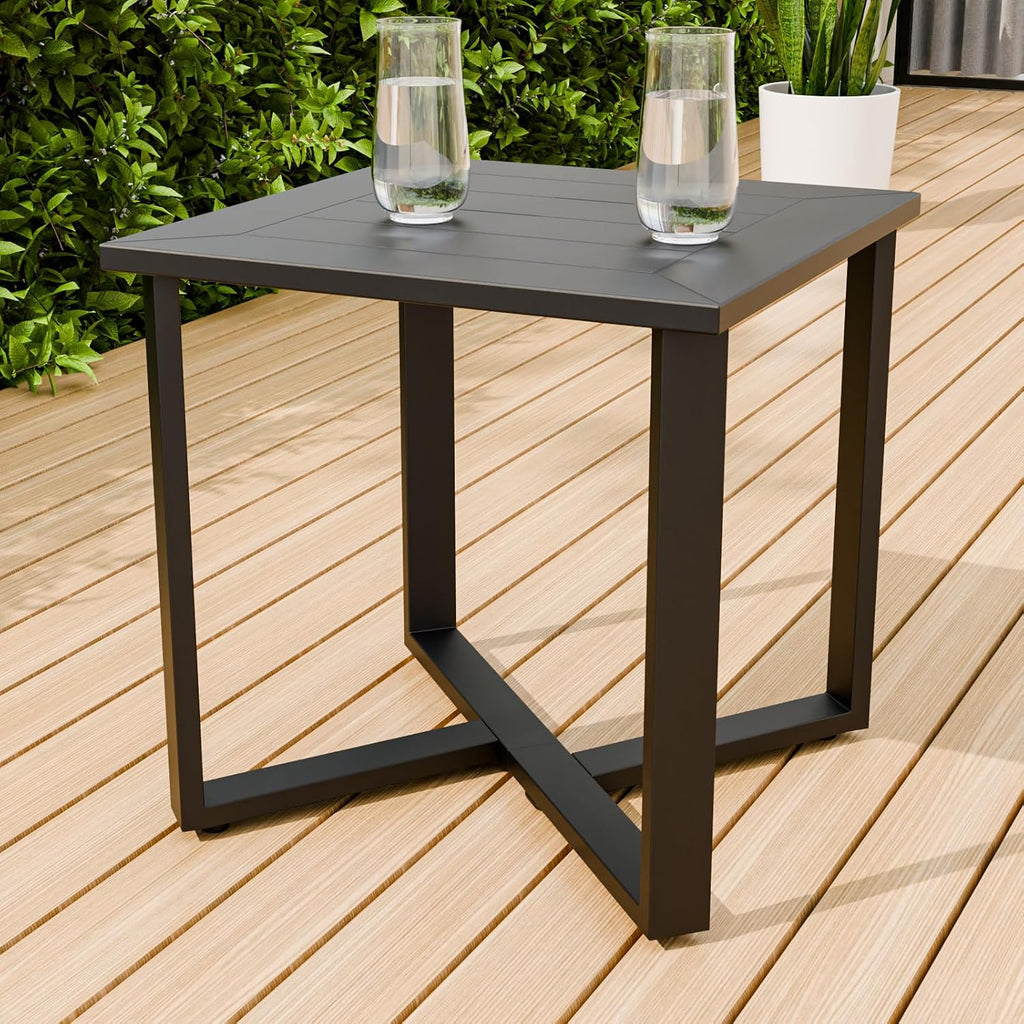 Black Square Patio Side Table