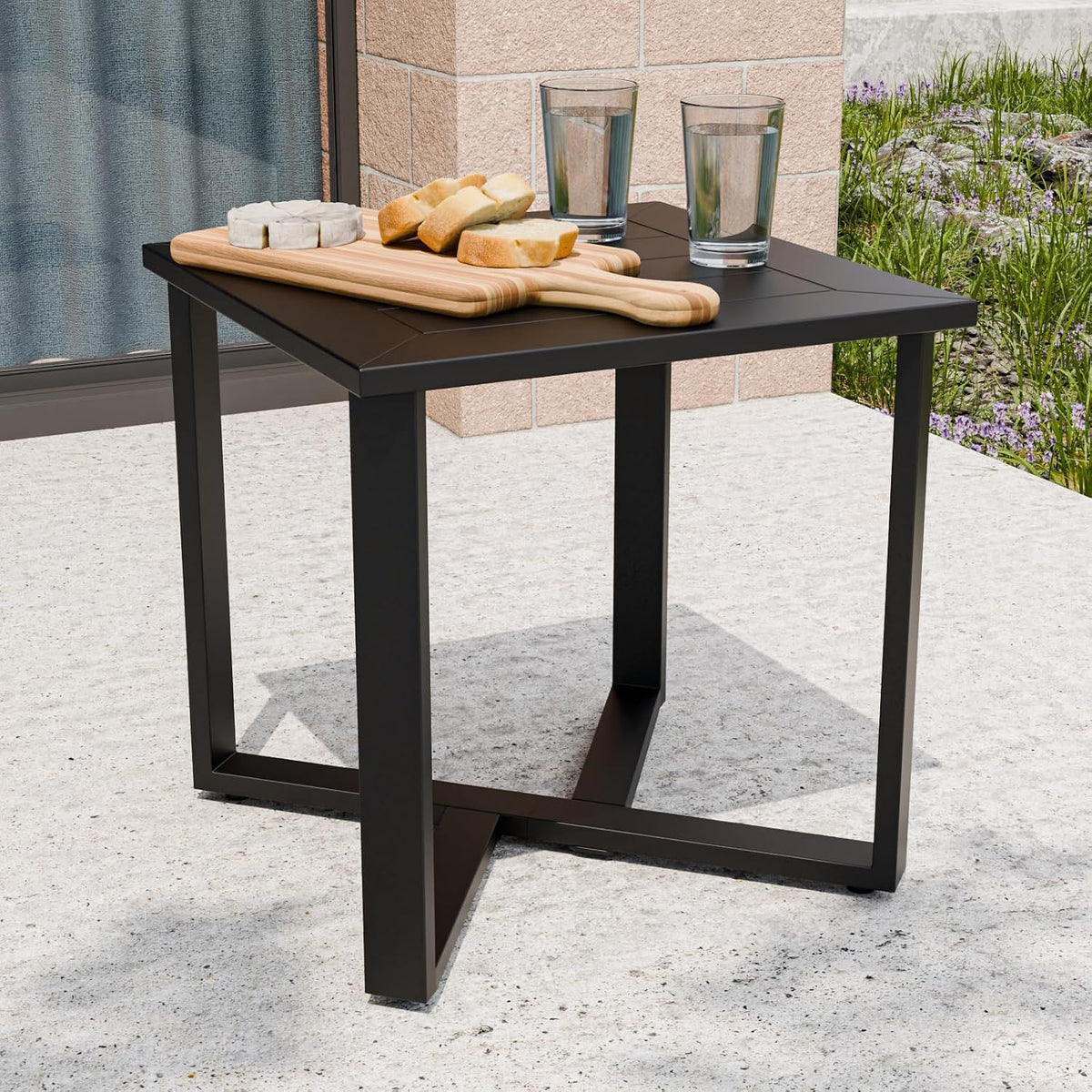 Black Square Patio Side Table