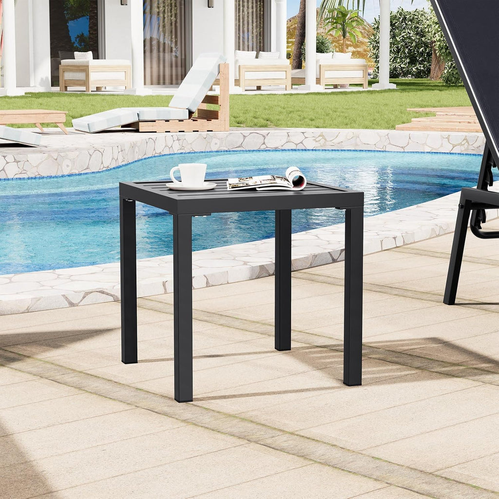 Black Metal Square Patio Side Table