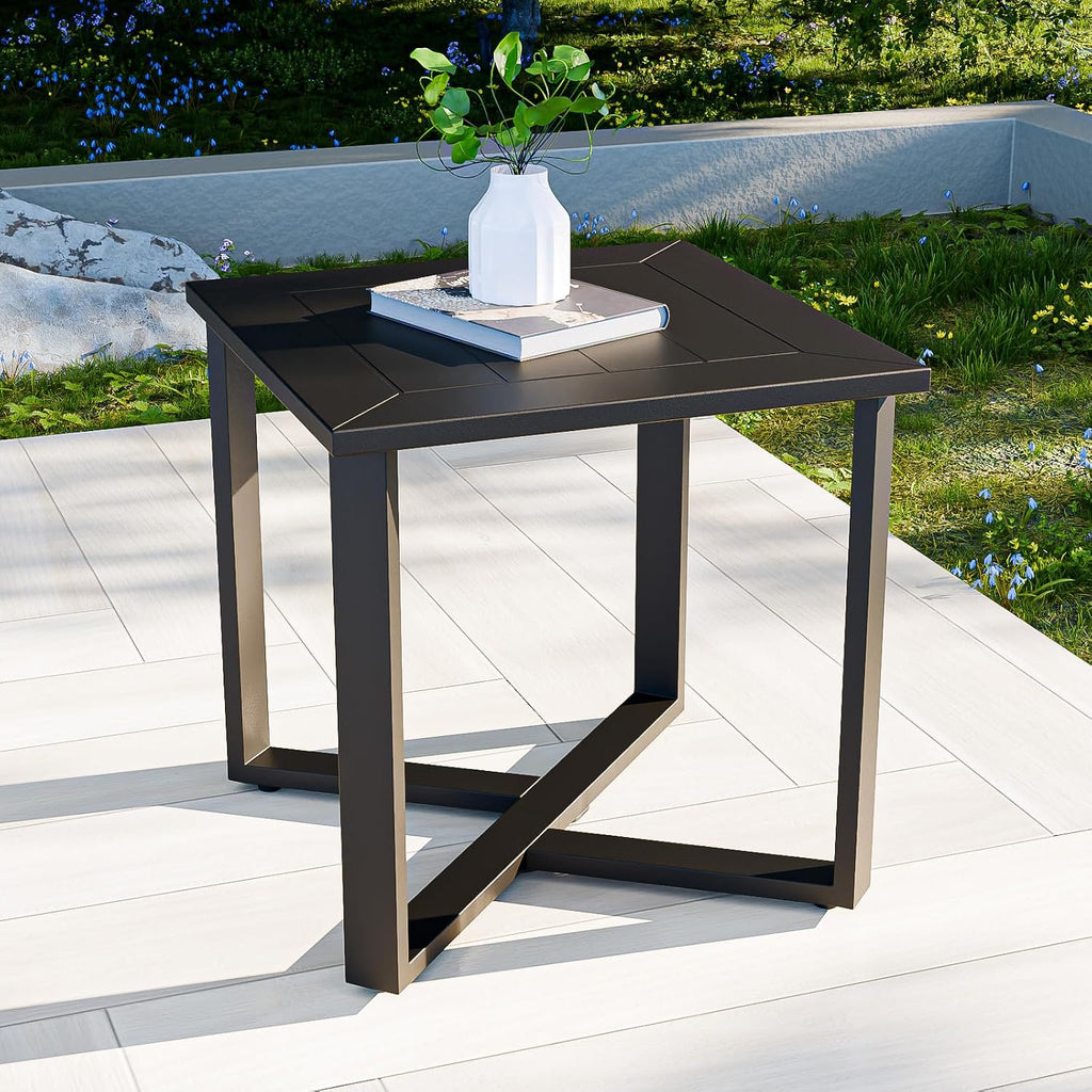 Black Steel Patio Side Table