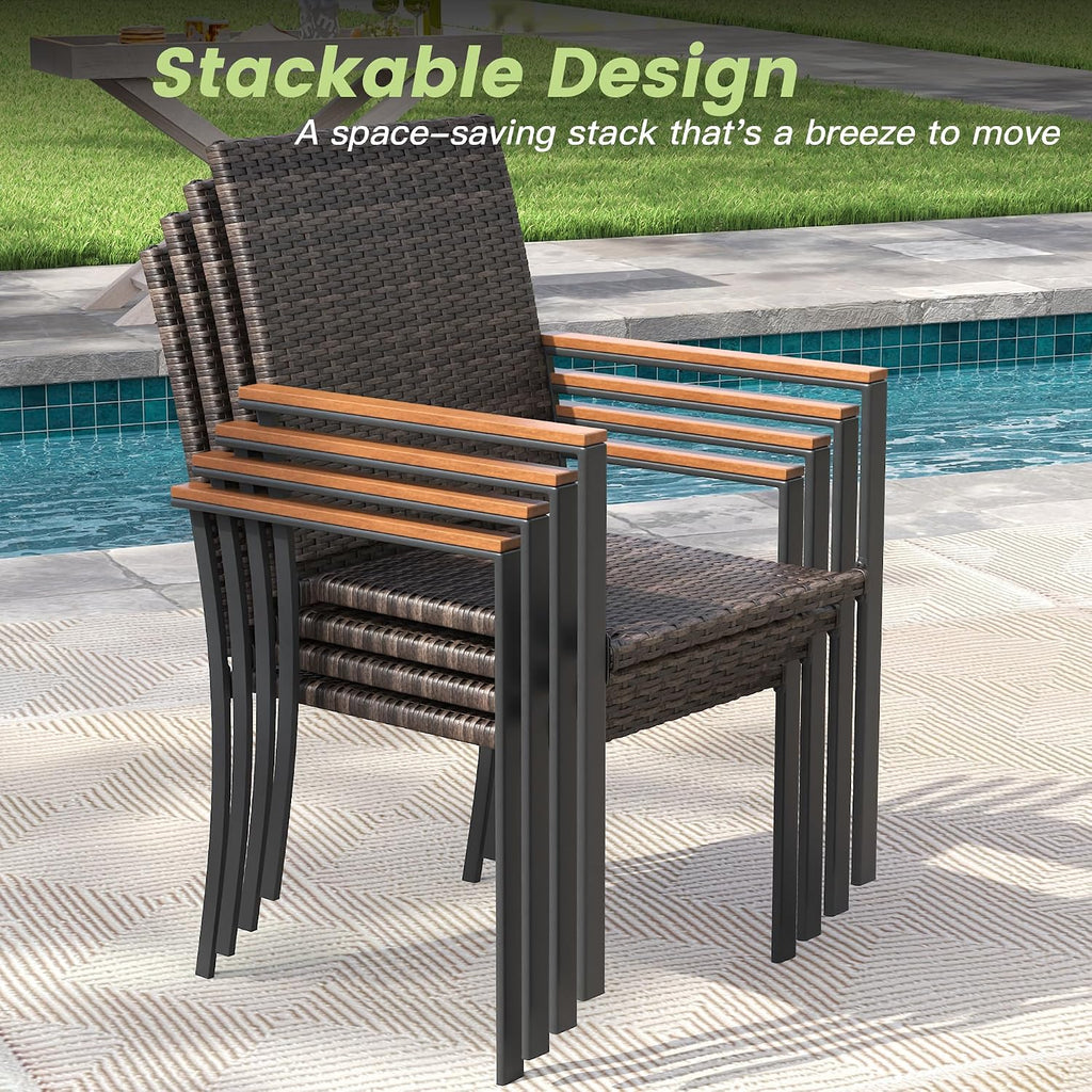 Stackable Wicker Patio Dining Chairs