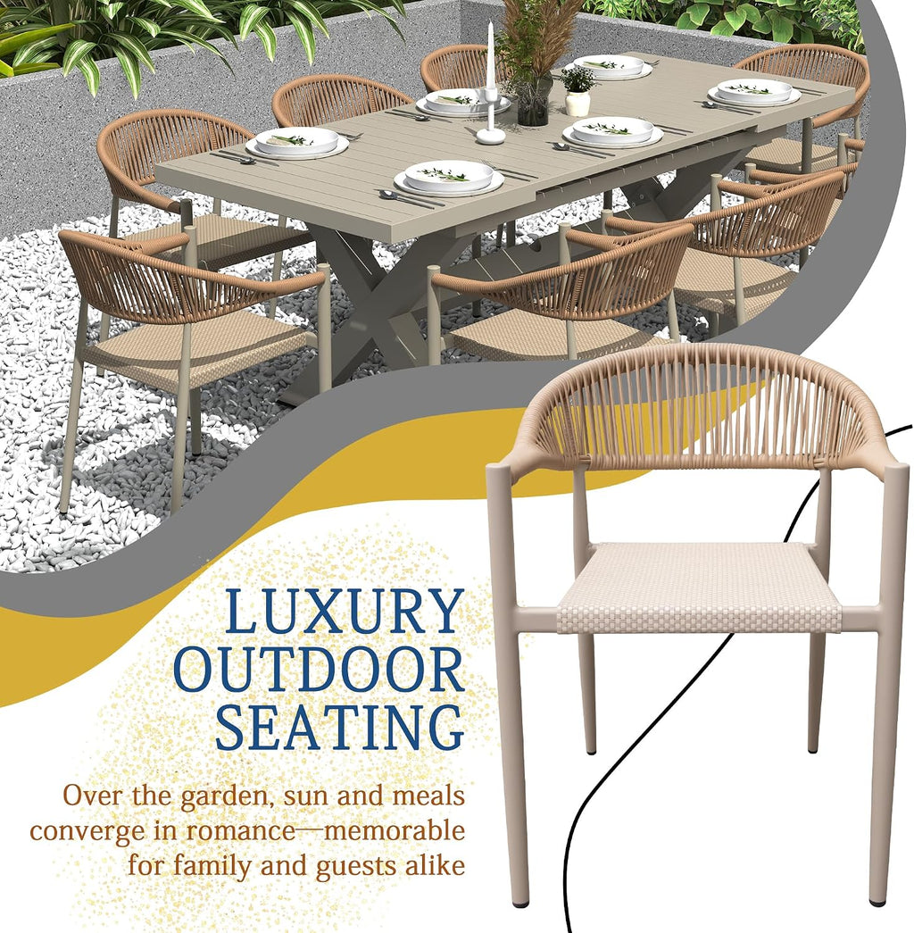 4Pcs Stackable Rattan Patio Armchairs