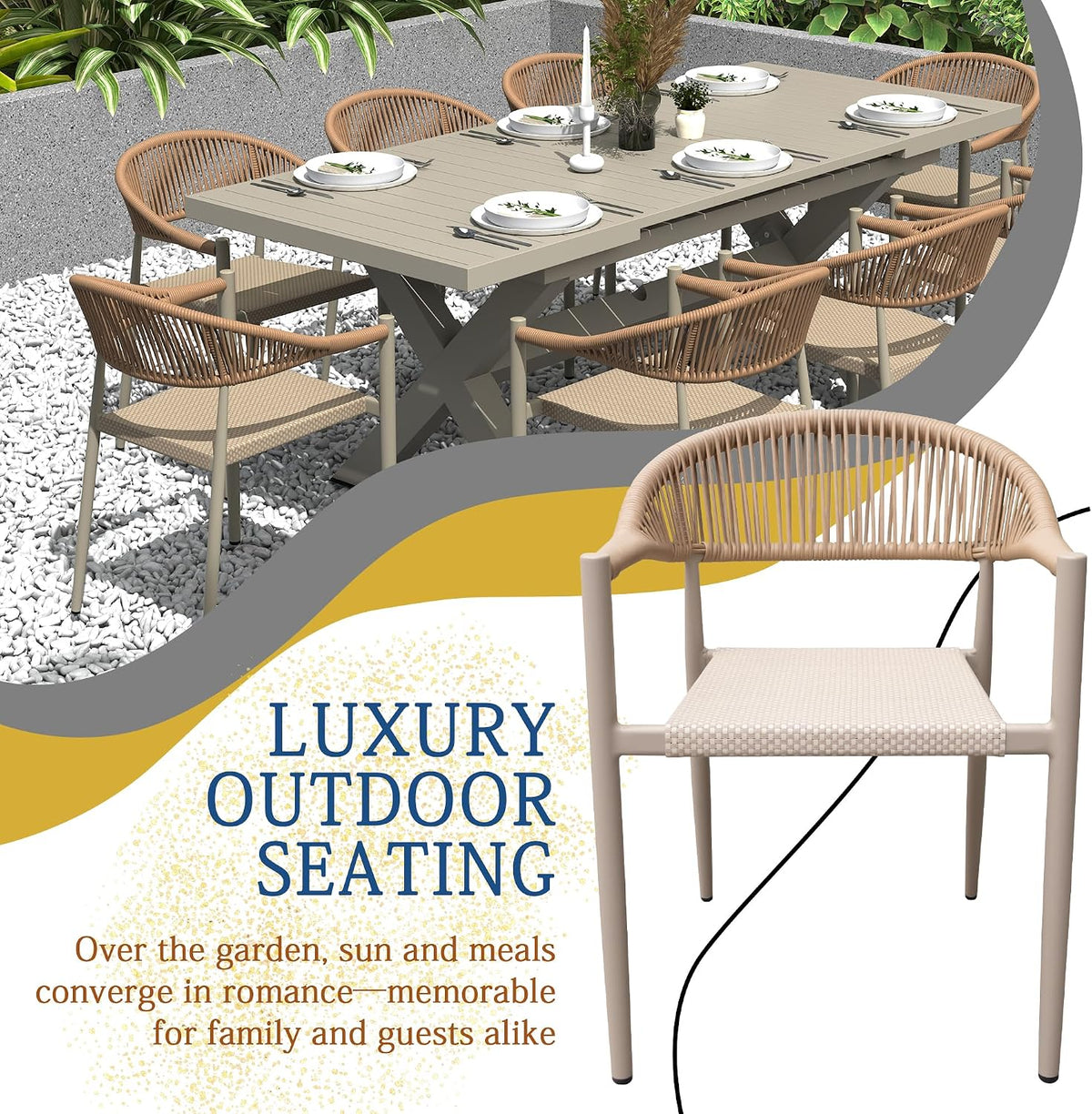 4Pcs Stackable Rattan Patio Armchairs