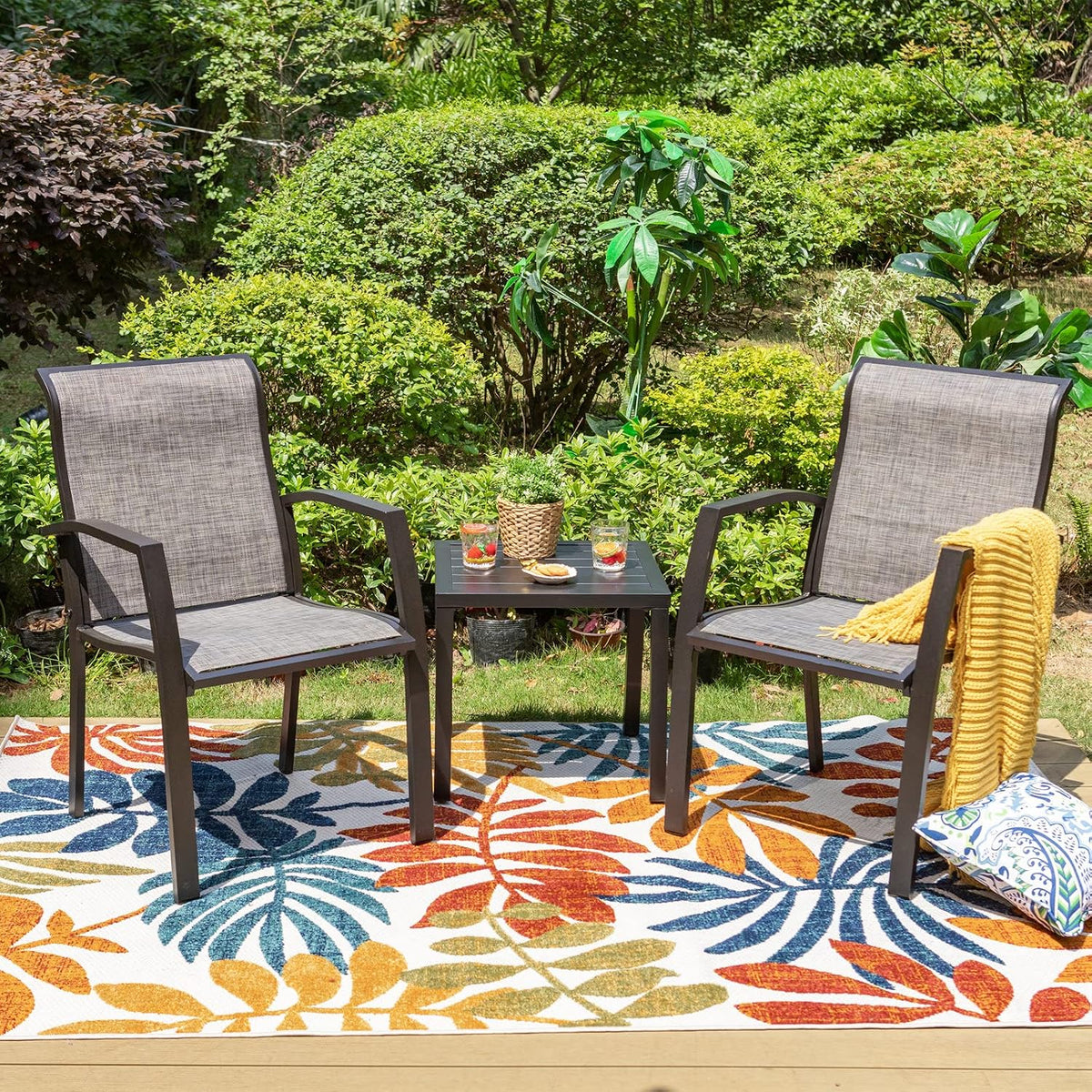Black Metal Square Outdoor Side Table