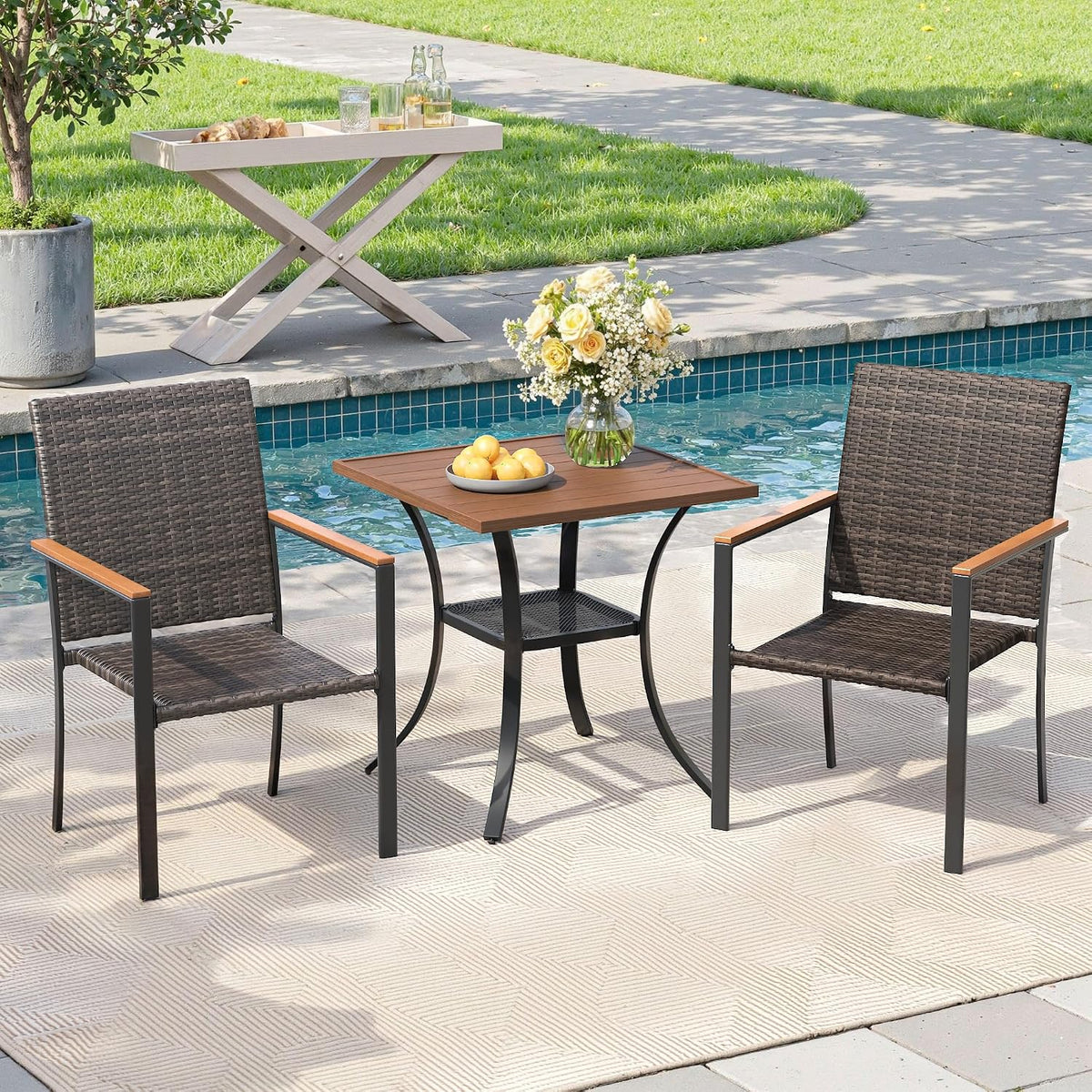 Stackable Wicker Patio Dining Chairs